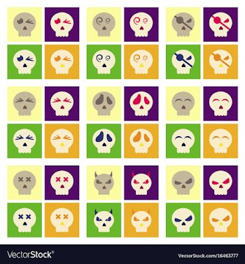 Assembly flat icons halloween emotion skull vector image