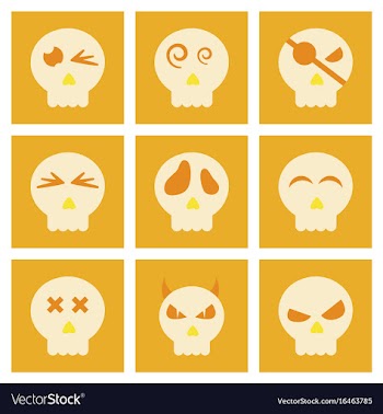 Assembly flat icons halloween emotion skull vector image