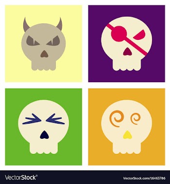Assembly flat icons halloween emotion skull vector image
