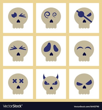 Assembly flat icons halloween emotion skull vector image