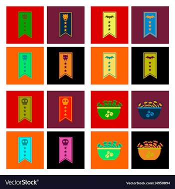 Assembly flat icons halloween garland candies vector image
