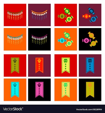Assembly flat icons halloween garland candies vector image