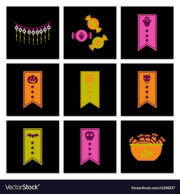 Assembly flat icons halloween garland candy vector image