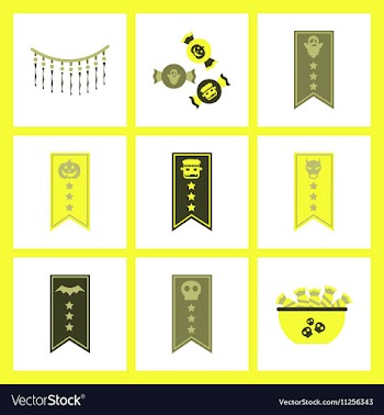 Assembly flat icons halloween garland candy vector image
