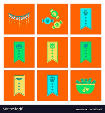 Assembly flat icons halloween garland candy vector image