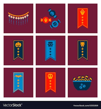 Assembly flat icons halloween garland candy vector image