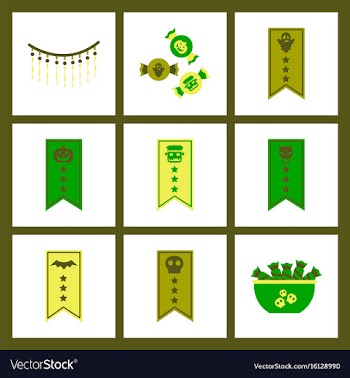 Assembly flat icons halloween garland candy vector image