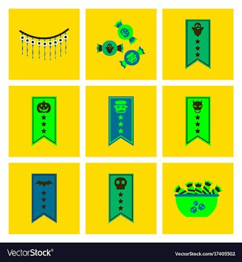 Assembly flat icons halloween garland candy vector image