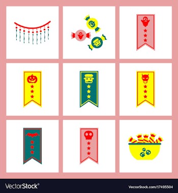 Assembly flat icons halloween garland candy vector image