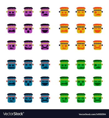 Assembly flat icons halloween monster vector image