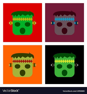 Assembly flat icons halloween monster vector image