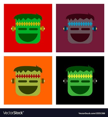 Assembly flat icons halloween monster vector image
