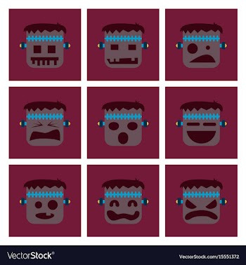 Assembly flat icons halloween monster vector image