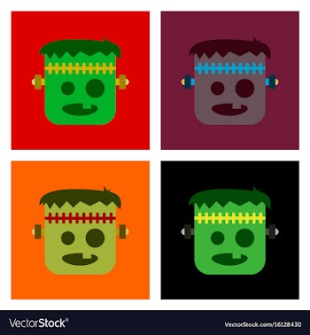 Assembly flat icons halloween monster vector image