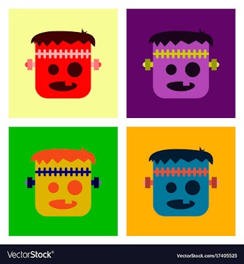 Assembly flat icons halloween monster vector image
