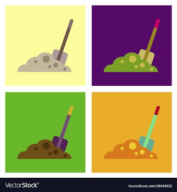 Assembly flat icons halloween plot shovel vector image