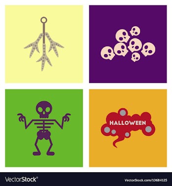 Assembly flat icons halloween skeleton sign vector image
