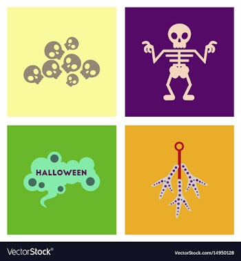Assembly flat icons halloween skeleton sign vector image