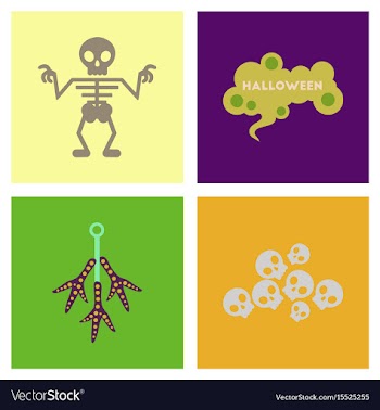 Assembly flat icons halloween skeleton sign vector image
