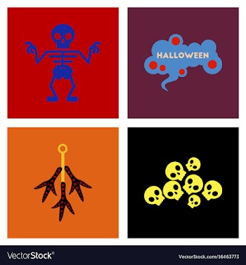Assembly flat icons halloween skeleton sign vector image