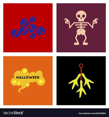 Assembly flat icons halloween skeleton sign vector image