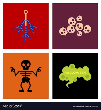 Assembly flat icons halloween skeleton sign vector image