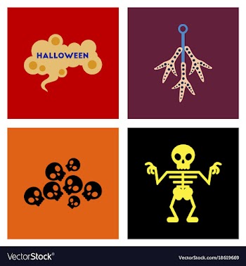 Assembly flat icons halloween skeleton sign vector image