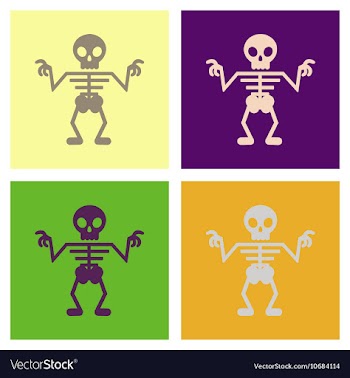 Assembly flat icons halloween skeleton vector image