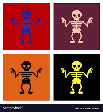 Assembly flat icons halloween skeleton vector image