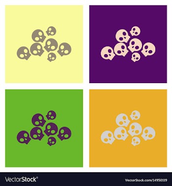 Assembly flat icons halloween skulls vector image