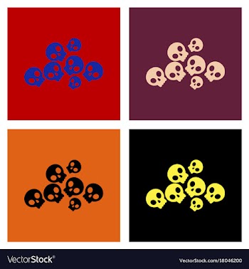 Assembly flat icons halloween skulls vector image
