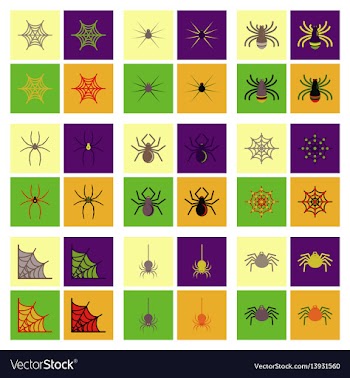 Assembly flat icons halloween spider web vector image