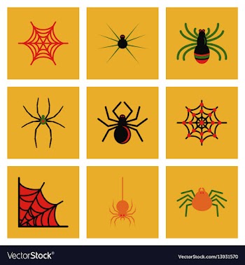 Assembly flat icons halloween spider web vector image