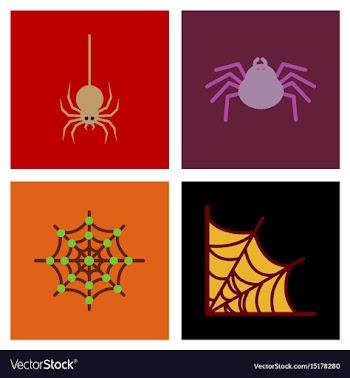 Assembly flat icons halloween spider web vector image