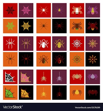 Assembly flat icons halloween spider web vector image