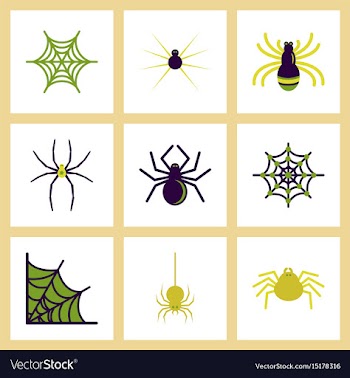 Assembly flat icons halloween spider web vector image