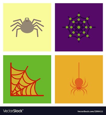 Assembly flat icons halloween spider web vector image