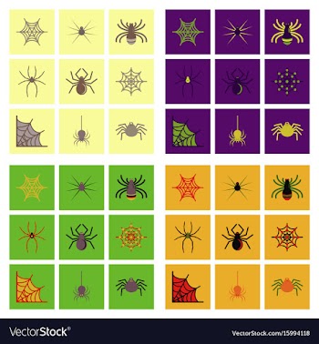 Assembly flat icons halloween spider web vector image