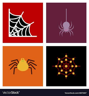 Assembly flat icons halloween spider web vector image