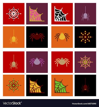 Assembly flat icons halloween spider web vector image
