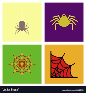 Assembly flat icons halloween spider web vector image