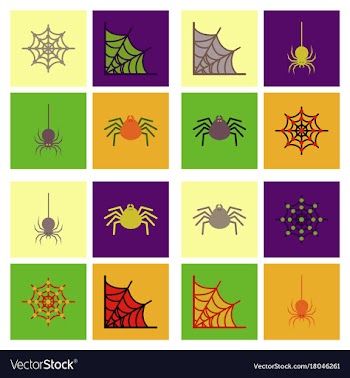 Assembly flat icons halloween spider web vector image