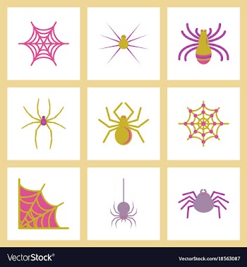 Assembly flat icons halloween spider web vector image
