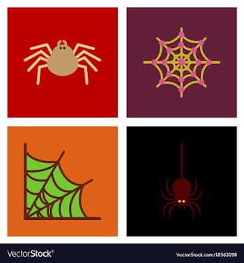 Assembly flat icons halloween spider web vector image