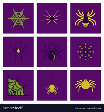 Assembly flat icons halloween spider web vector image
