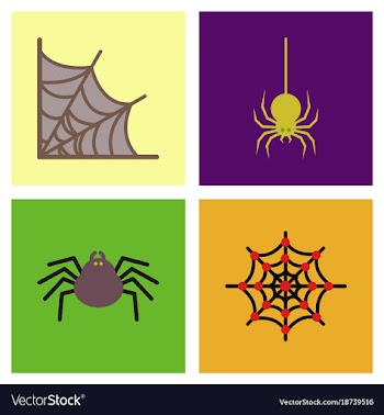 Assembly flat icons halloween spider web vector image