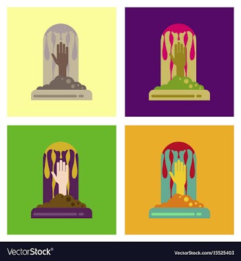 Assembly flat icons halloween stone grave vector image