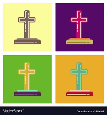 Assembly flat icons halloween stone grave vector image