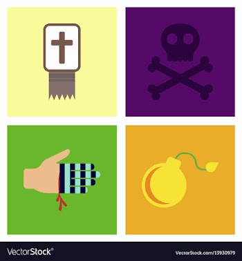 Assembly flat icons halloween symbols vector image