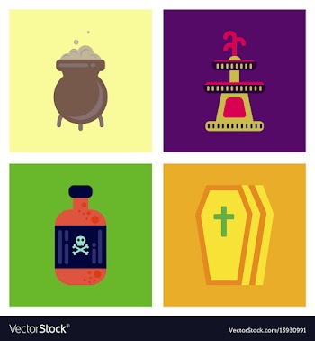 Assembly flat icons halloween symbols vector image